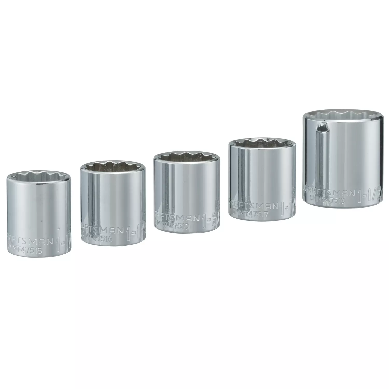 1-1/2 In. X 1/2 In. Drive Sae 12 Point Standard Socket Set 5 Pieces