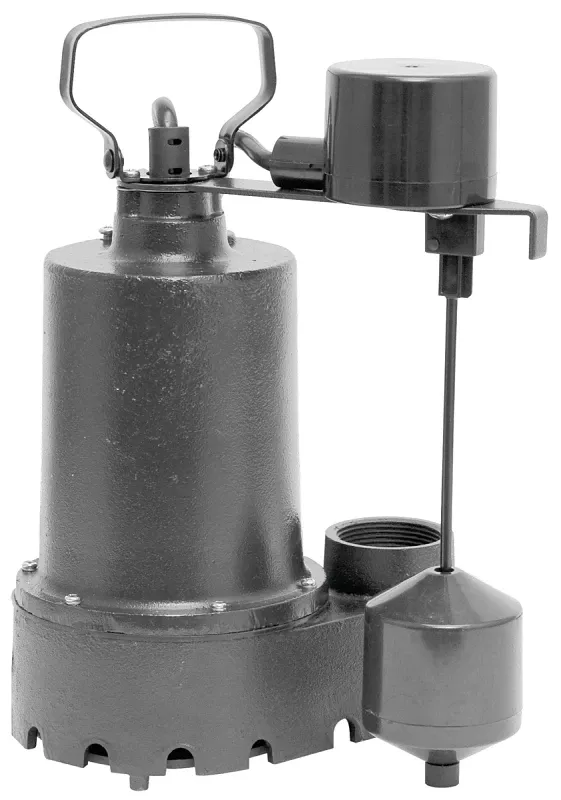 1/2 Hp Cast Iron Submersible Sump Pump With Vertical Float Switch & Stainless Steel Impeller