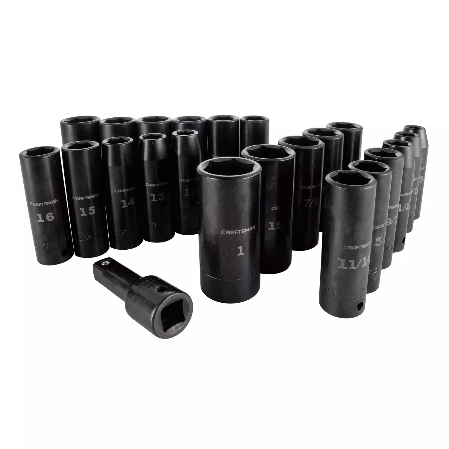 1/2 In. Drive 23 Piece Metric And Sae 6 Point Deep Impact Socket Set