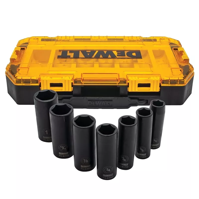 1/2 In. Drive Sae Deep Impact Socket Set With 7 Sockets And Lockable Case