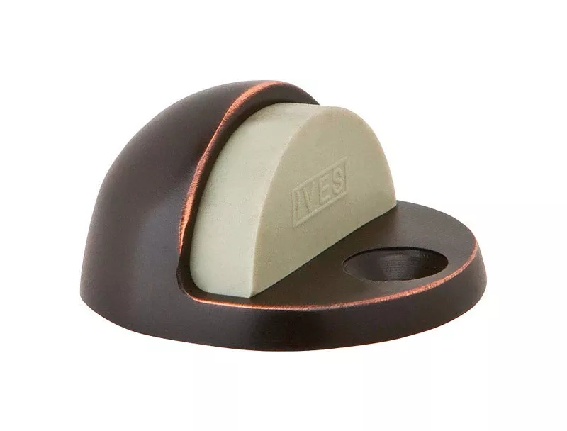 1-3/4 In. W X 2 In. L Aged Bronze Brass Door Stop With Rubber Bumper