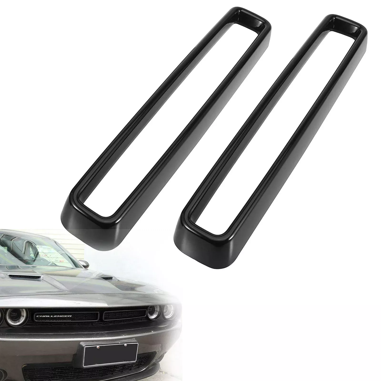 1 Set Black Front Grill Grille Inserts Guards Cover Trim for Dodge Challenger 2015-2022