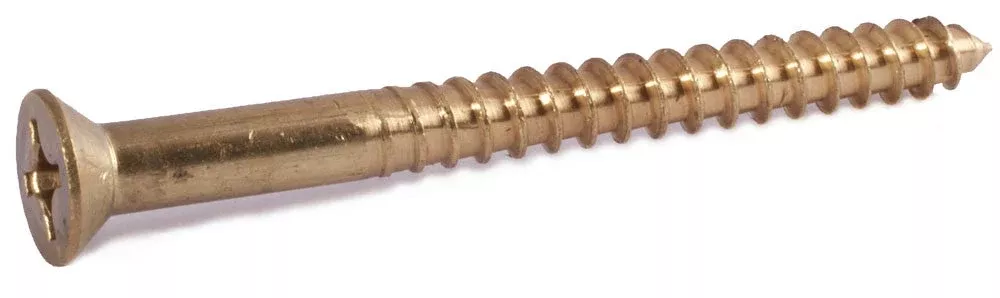 14 x 2 1/2 Phillips Flat Wood Screw Brass