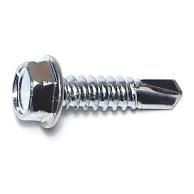 #14 Zinc Plated Steel Hex Washer Self-drilling Screws 1 Inch – 100 Count