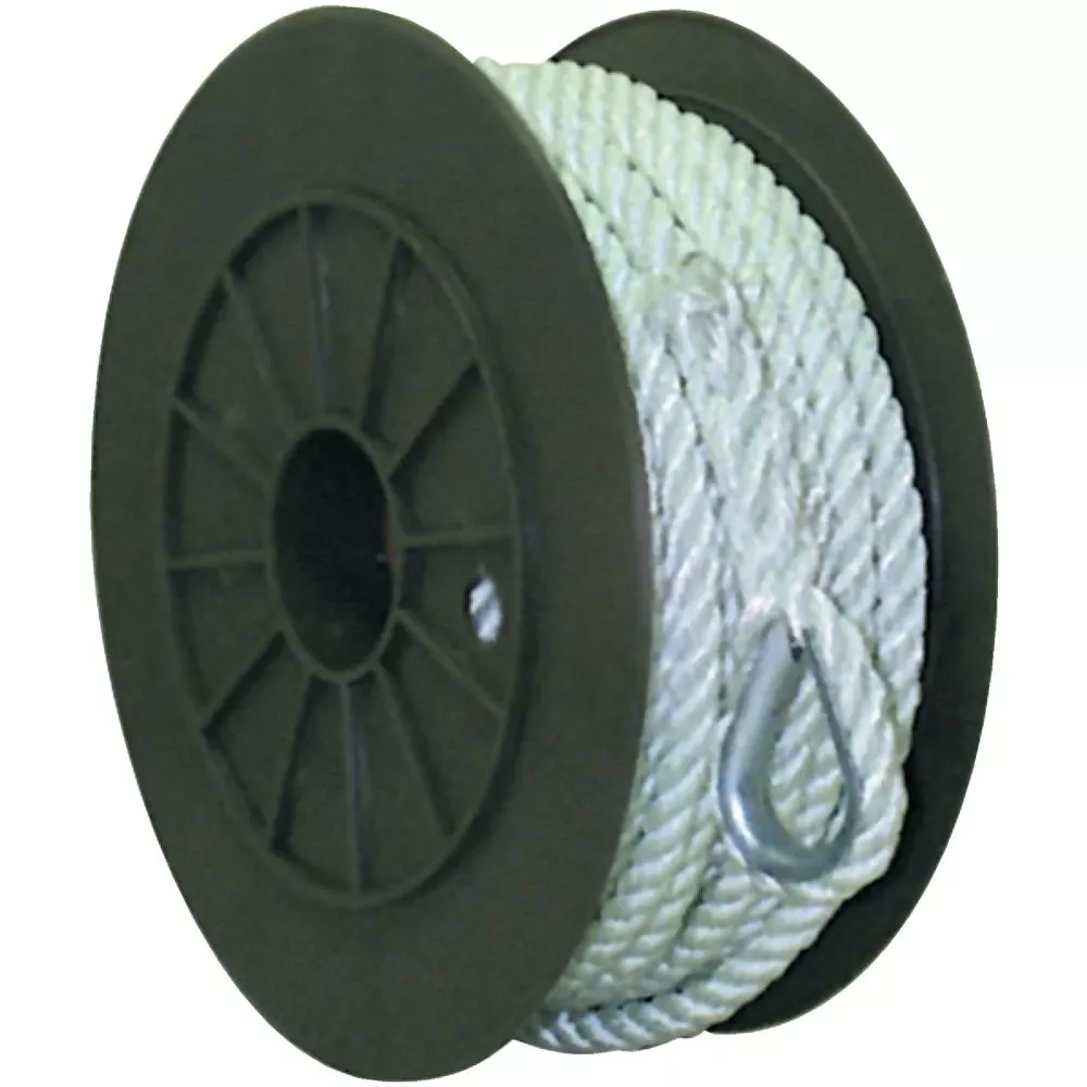 3/8 In. X 150 Ft. 3-strand Twisted Nylon Anchor Line - White