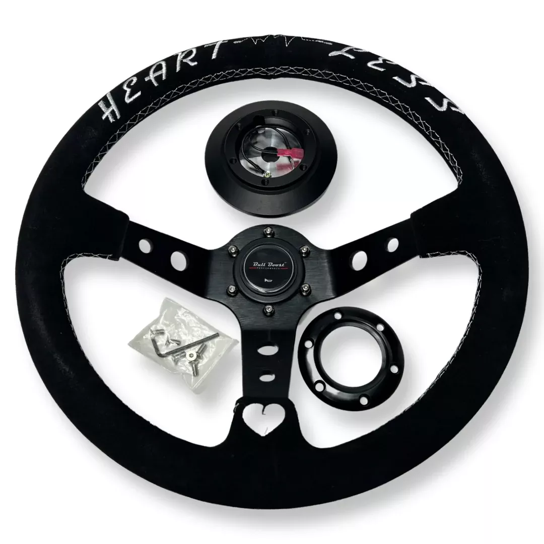 350mm Suede Steering Wheel + Short Hub Adapter for 83-04 Ford Mustang / 89-92 Ford Ranger