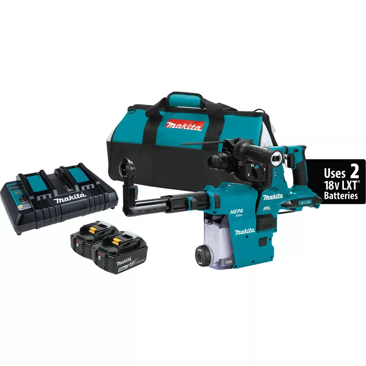 36V (18V X2) LXT Brushless 1‑1/8" AVT Rotary Hammer, accepts SDS‑PLUS bits, AFT, AWS Capable