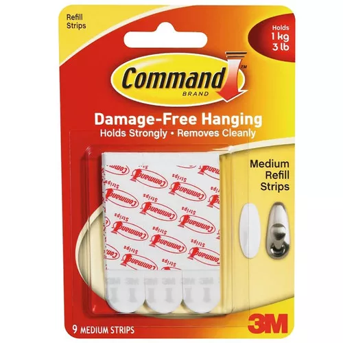 3M- Command- Replacement Adhesive Strips- Medium- 9 Pack