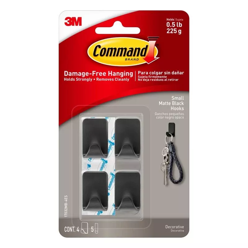 3m Command Small Plastic Hook 1 In. L 4 Pk
