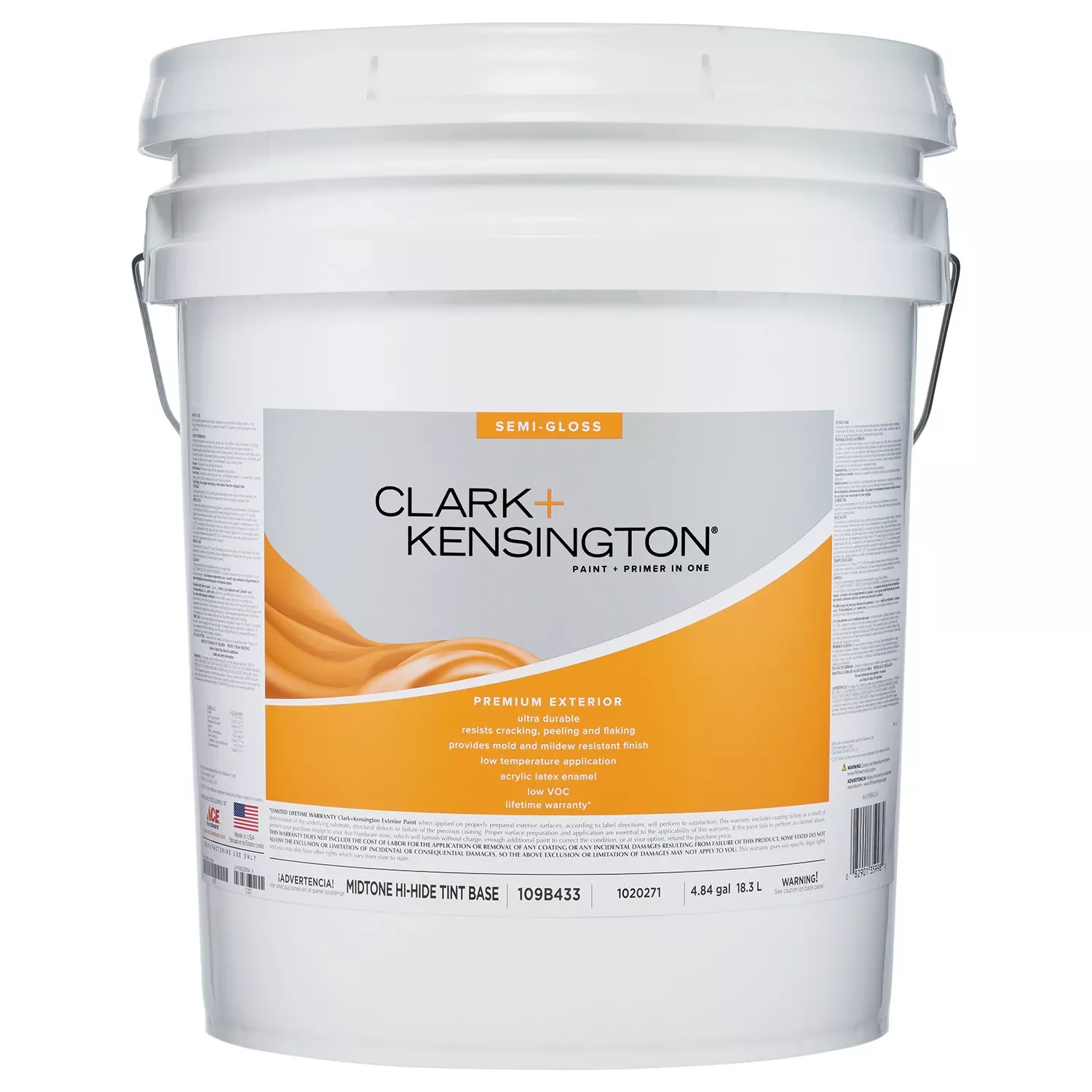 5 Gallon Semi-gloss Tint Base Mid-tone Base Premium Exterior Paint