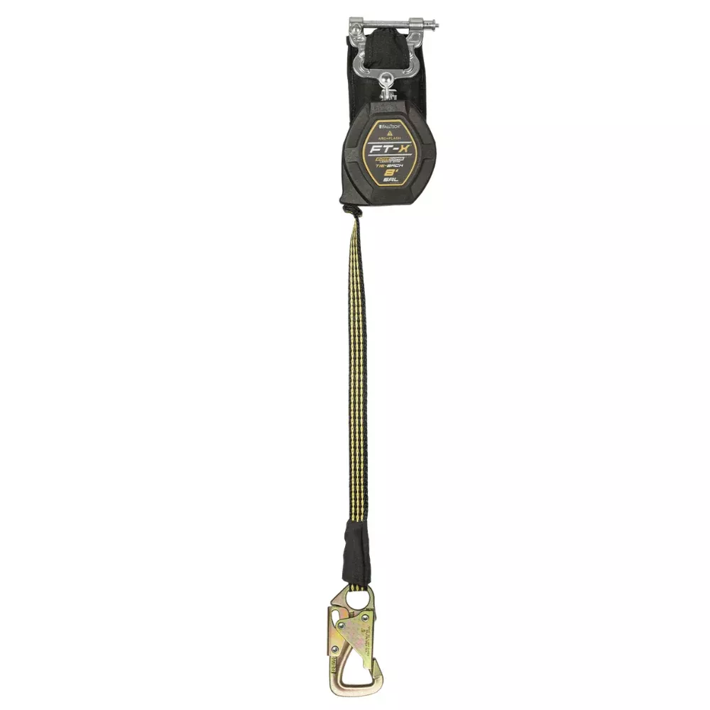 8′ FT-X EdgeCore Arc Flash Tie-Back Class 2 LE Personal SRL-P, Single-Leg with Steel 5K Snap Hook – 84008SP8S – FallTech