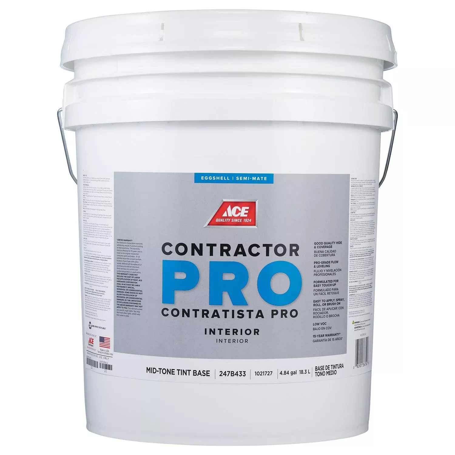 Ace Contractor Pro Eggshell Tint Base Mid-tone Latex Paint Interior 5 Gallon