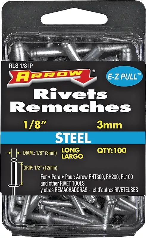 Arrow 1/8 In. D X 1/2 In. Steel Rivets Silver 100 Pk