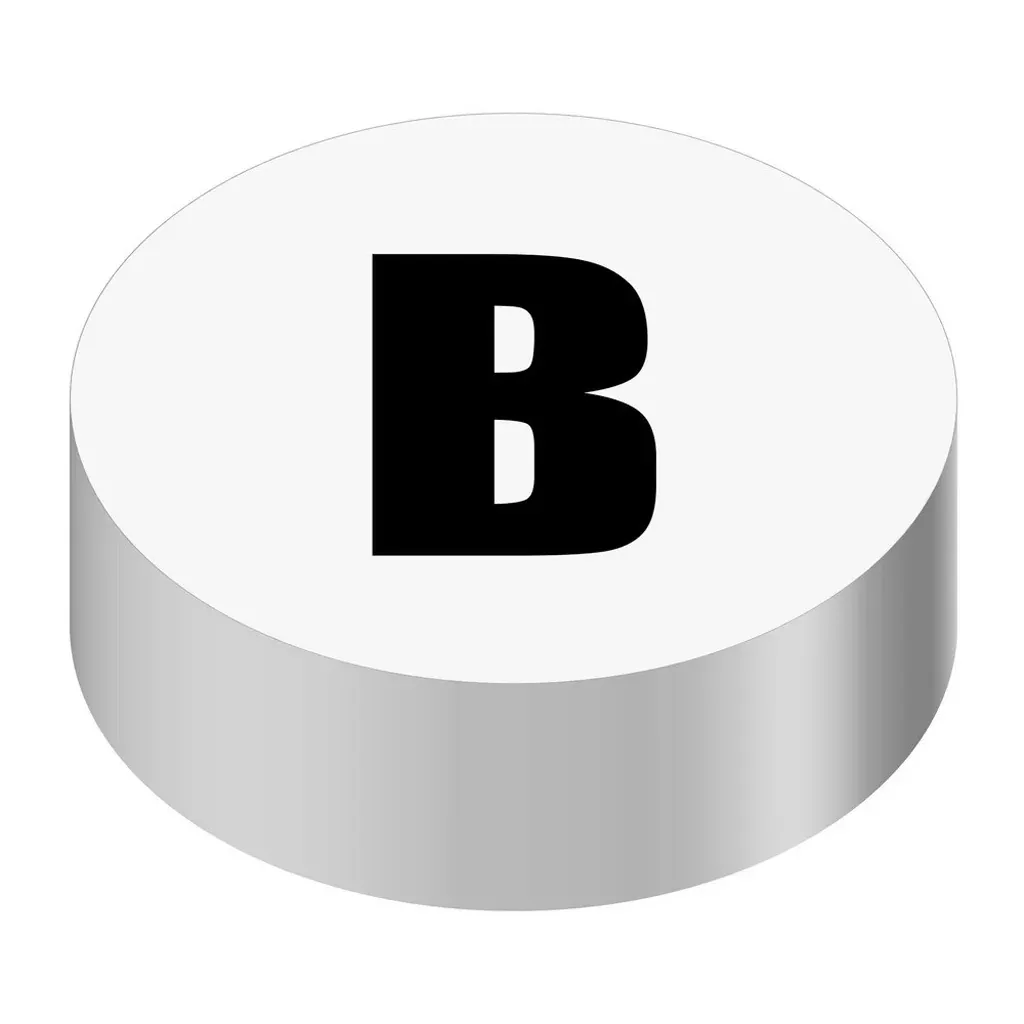 Bargun Button Cap, Round, B, White Cap, Black Letter - PH10-74-003