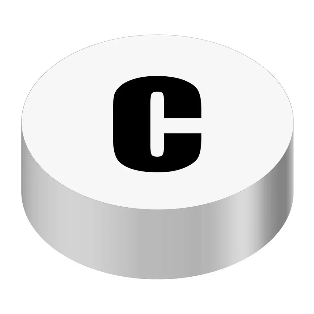 Bargun Button Cap, Round, C, White Cap, Black Letter - PH10-74-004