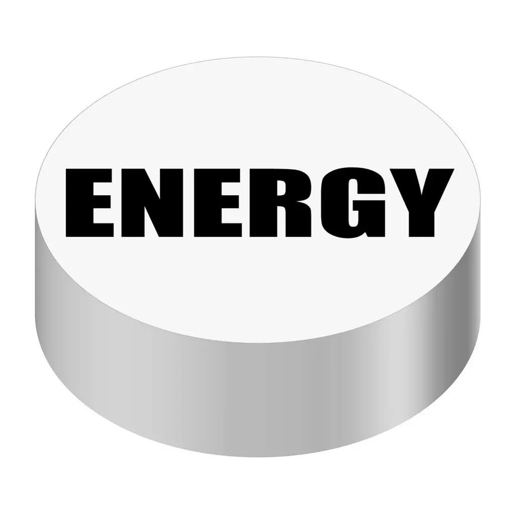 Bargun Button Cap, Round, Energy, White Cap, Black Letter - PH10-74-170