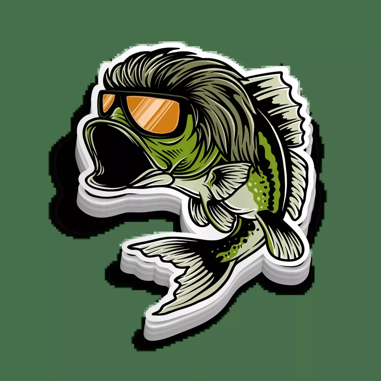 Bass Mullet Hard Hat Decal