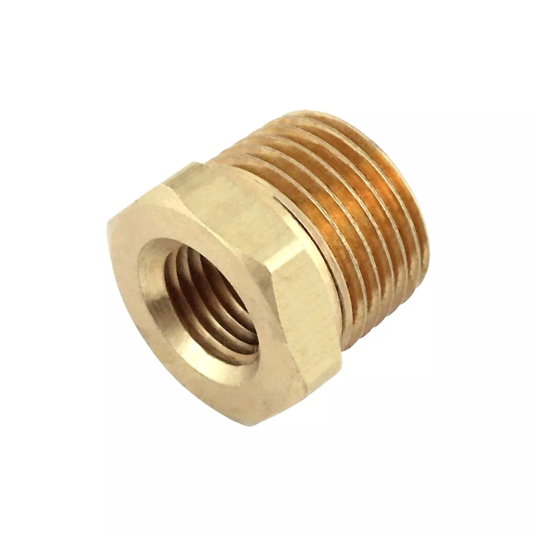 Bushing - Heavy-Duty Brass - 1/4"Female Pipe Thread (FPT) X 1/2"Male Pipe Thread (MPT)