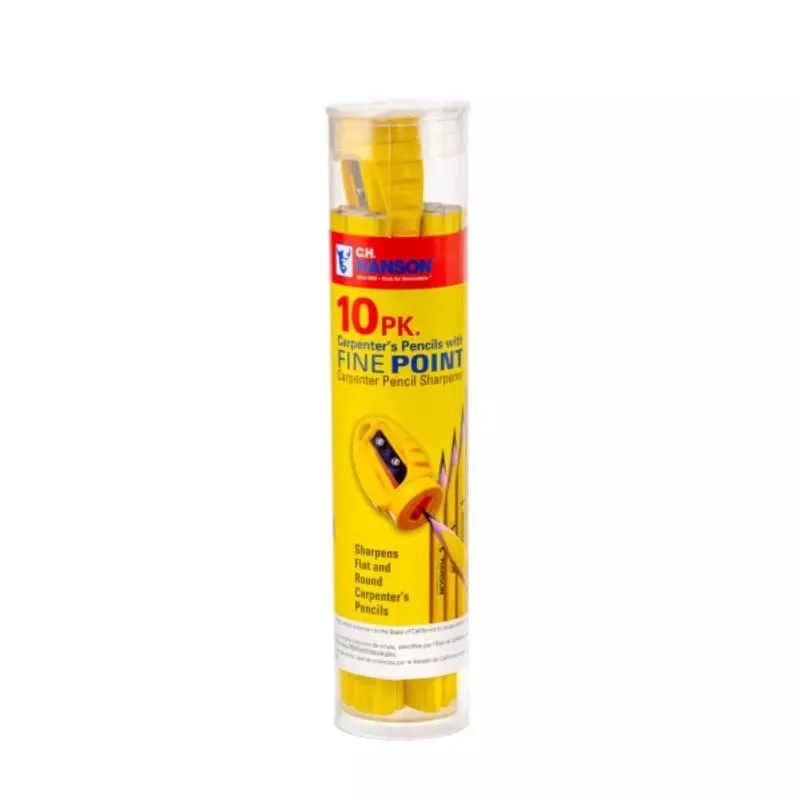 C.h. Hanson 2 In. L Carpenter Pencil And Sharpener Yellow 10 Pc