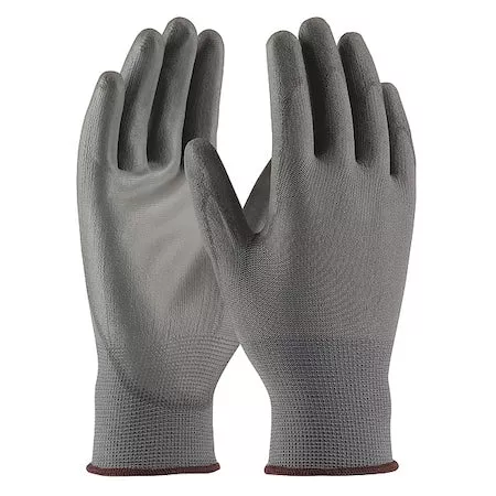 Coated Gloves, Polyurethane, Smooth, Palm, 2 Abrasion Level, Gray, M (8) 12 PK