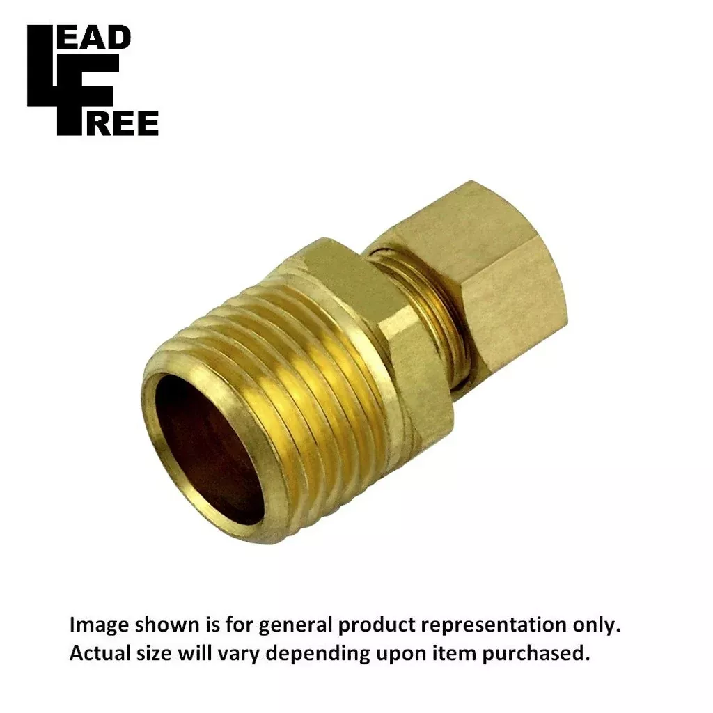 Comp Adapter - Lead-Free Brass - 1/4" Compression X 3/8"Male Pipe Thread (MPT)