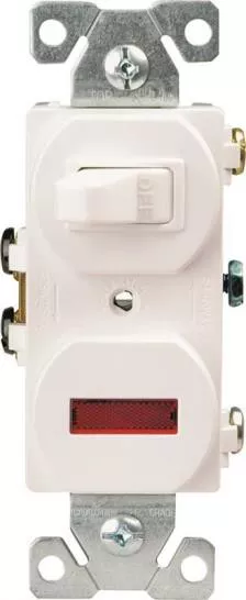 Cooper- 277W- Duplex SPST Switch & Pilot Lamp- White