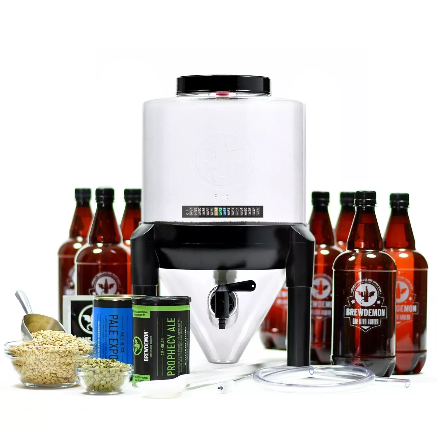Craft Beer Brewing Kit Signature Pro Deluxe – 2 Gal Conical Fermenter & Bottle Set – Includes American Prophecy Ale