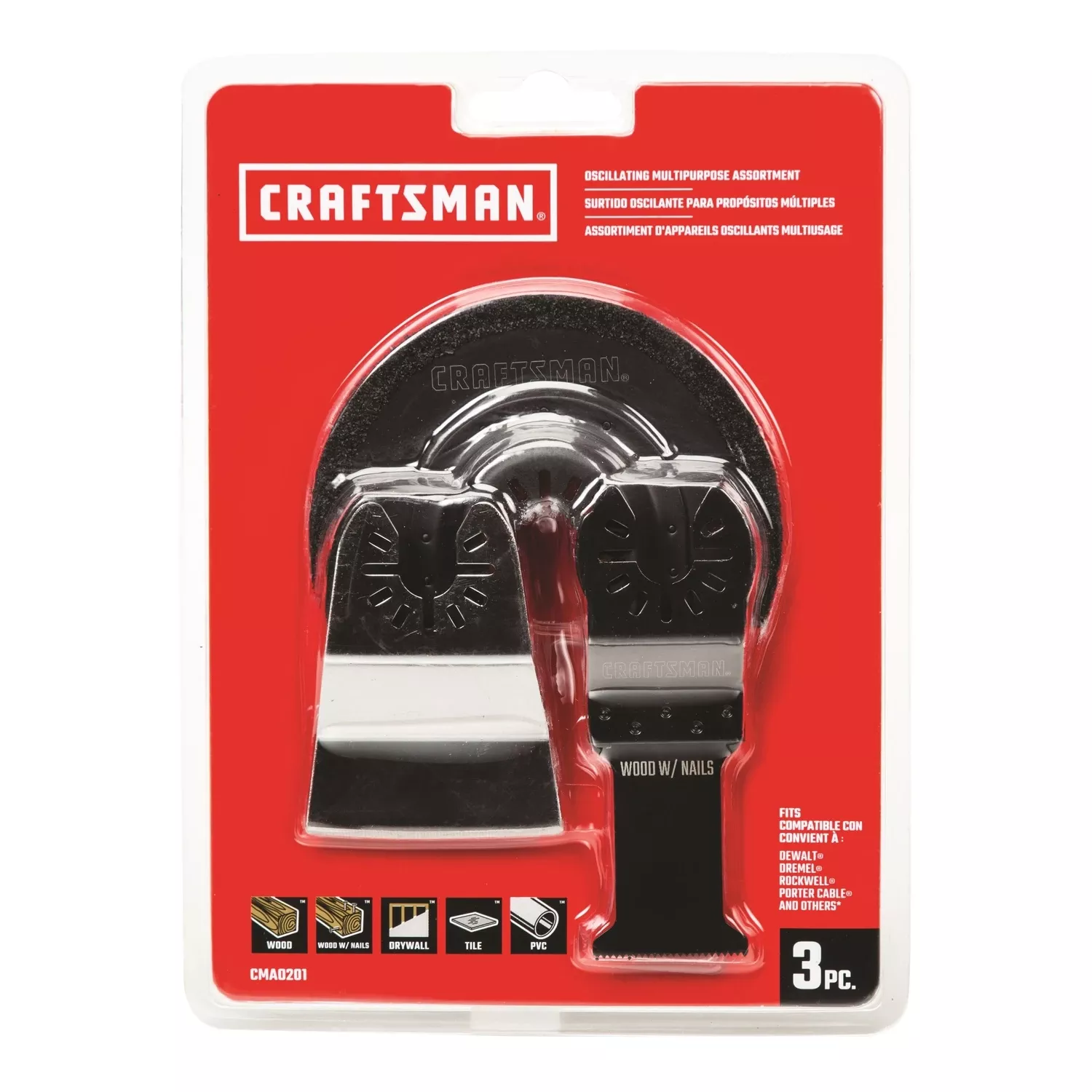 Craftsman Multipurpose Oscillating Blade Set Multi-material 3 Pc