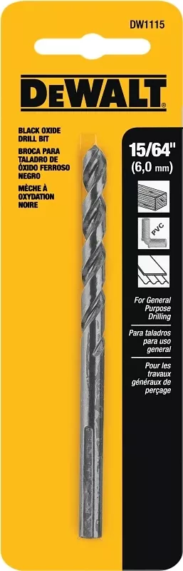 Dewalt Black & Gold 15/64 In. X 3.88 In. L High Speed Steel Drill Bit 3-flat Shank 1 Pk