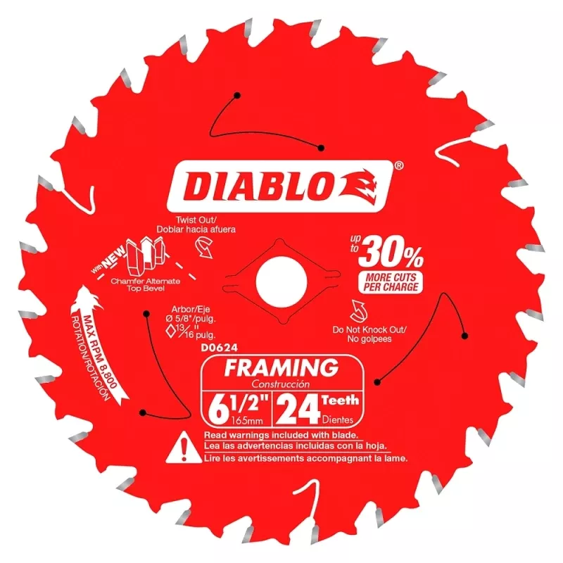 Diablo Tracking Point 6-1/2 In. D X 5/8 In. Tico Hi-density Carbide Framing Saw Blade 24 Teeth 3 Pk