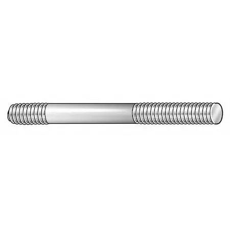 Double-End Threaded Stud, 3/4"-10 Thread to 3/4"-10 Thread, 3 in, Steel, Black Oxide, 2 PK