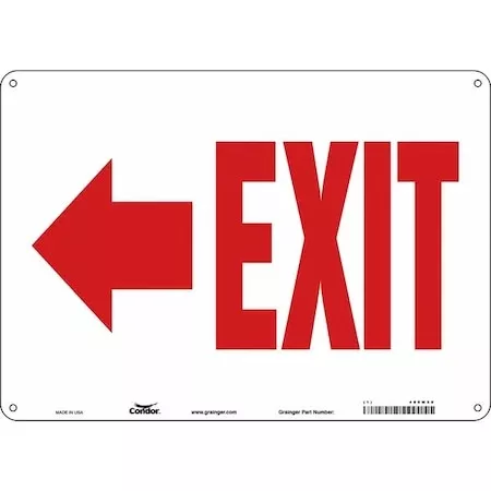 Exit Sign, Fiberglass, 14" W, 10" H, Exit, White