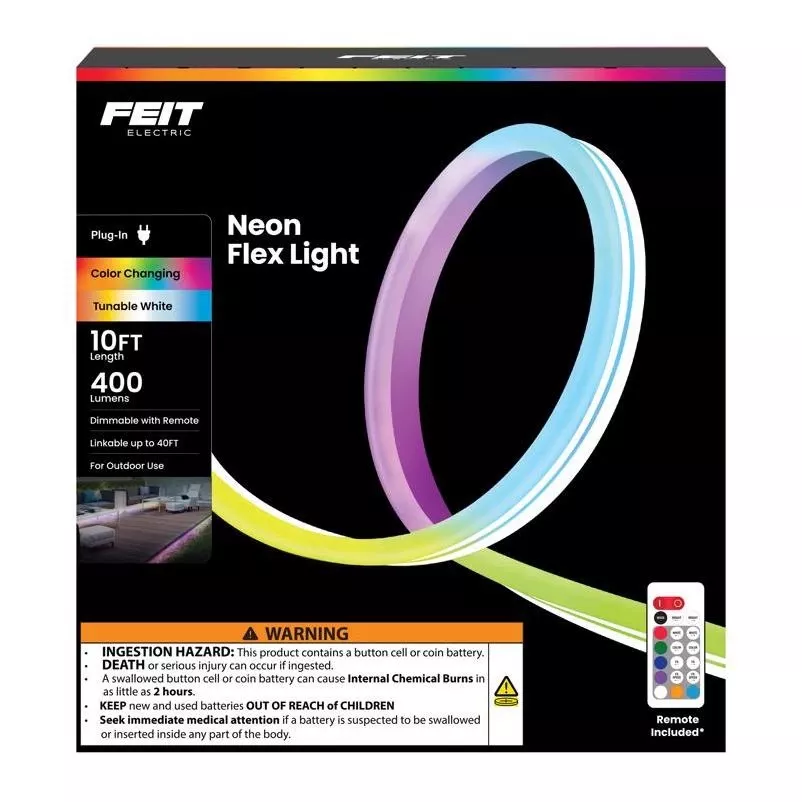 Feit 10‑foot Plug‑in Color‑changing Led Rope Light – Wifi Smart Lighting