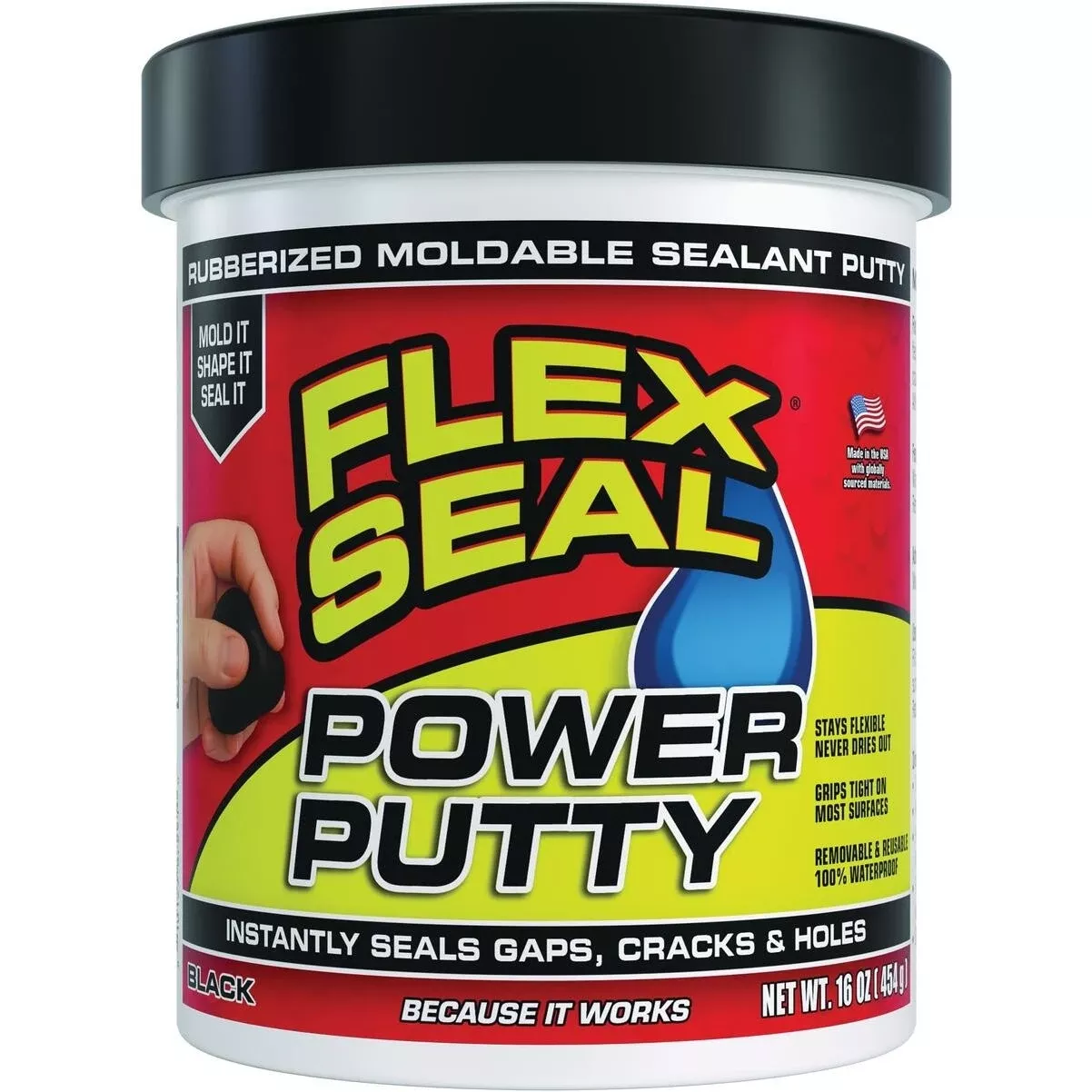 Flex Seal Power Putty – 16 oz Waterproof Black Repair Putty