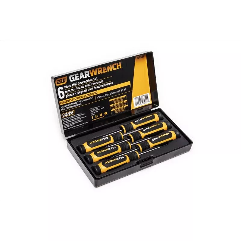 Gearwrench 6 Piece Phillips And Slotted Mini Screwdriver Set With Cushion-grip