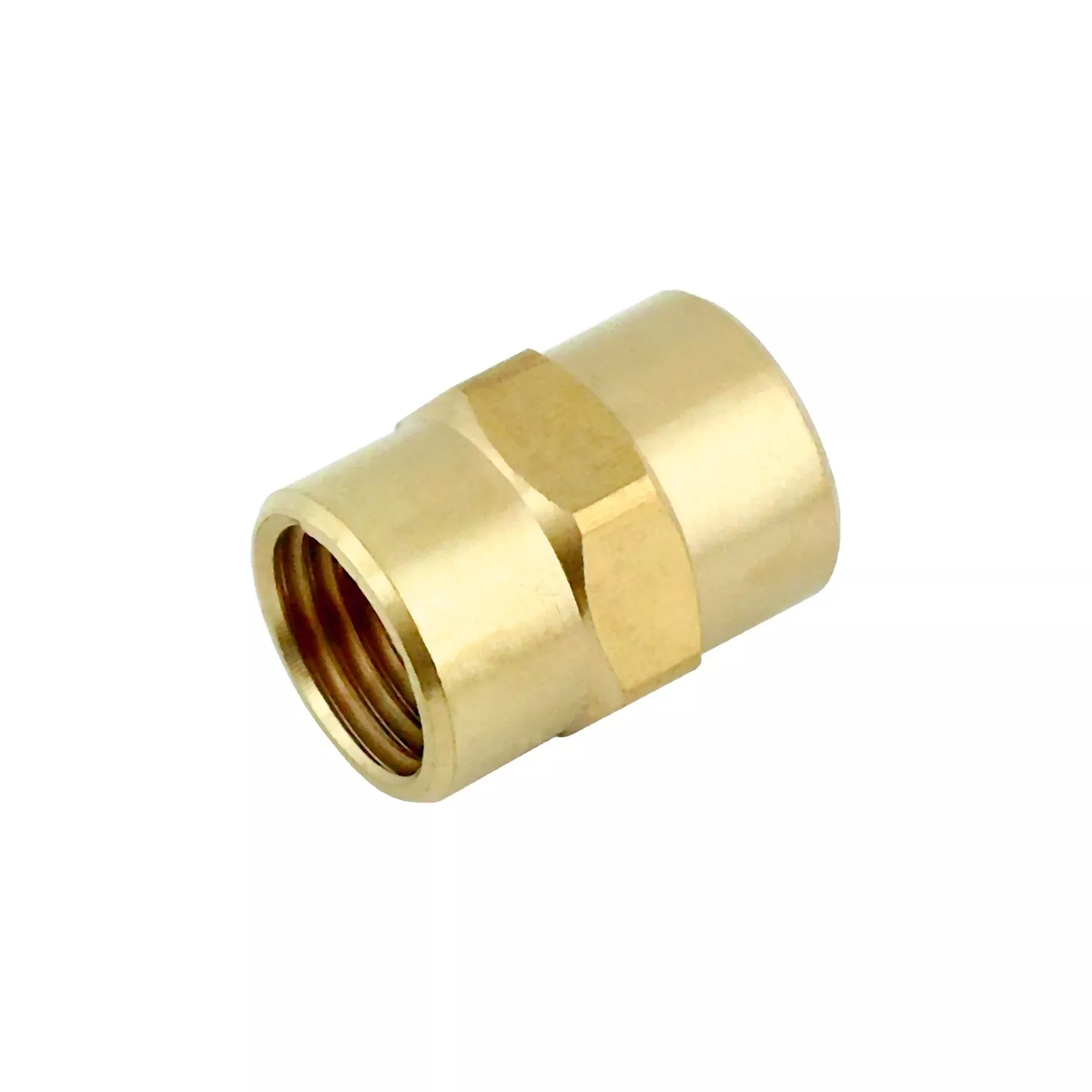 Hex Coupling - Heavy-Duty Brass - 1/4"Female Pipe Thread (FPT) X 1/4"Female Pipe Thread (FPT)