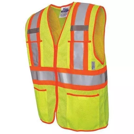 Hi-Vis Vest,Lime,Polyester Mesh,2XL
