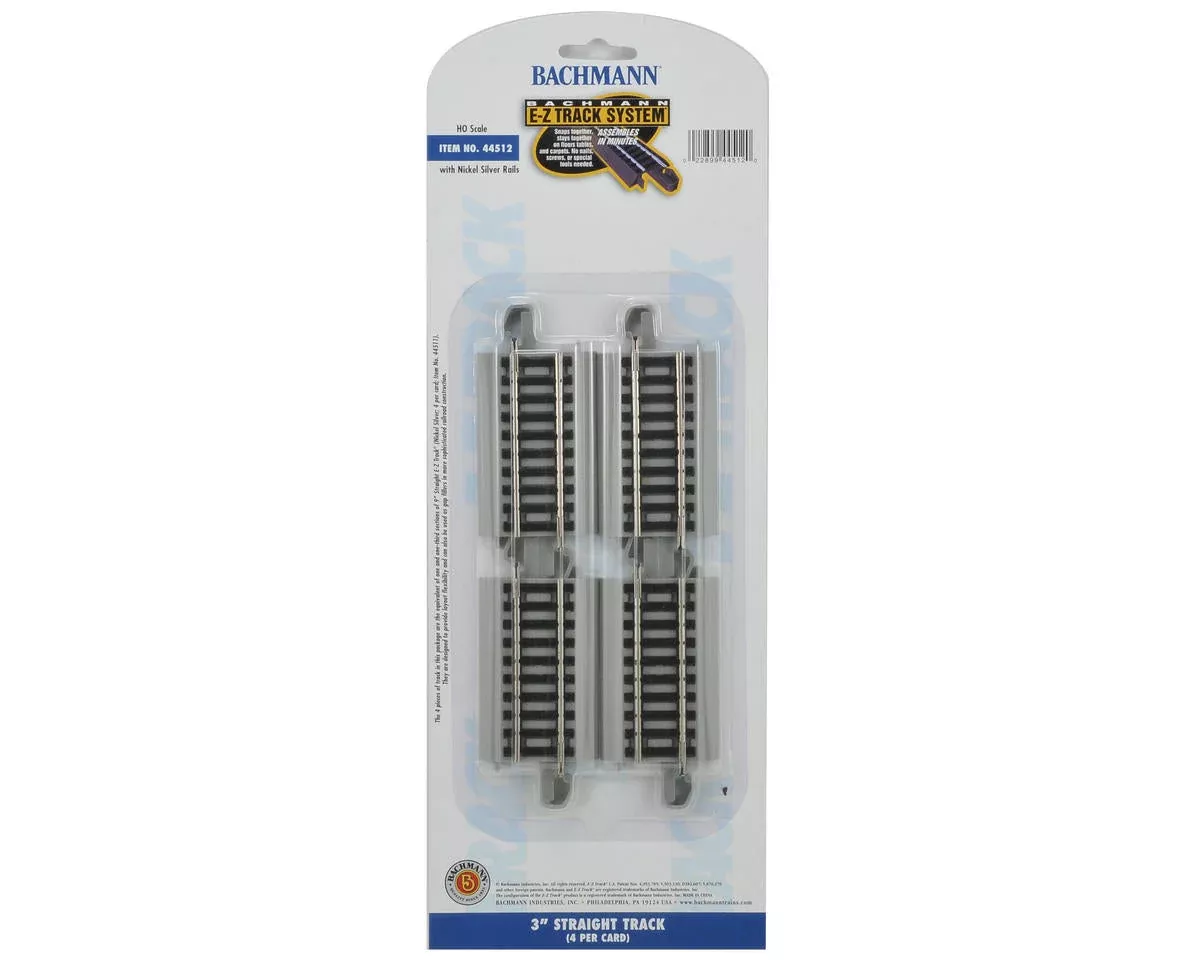 HO Nickel Silver E-Z Track System – 3″ Straight Track (4) (BAC44512)