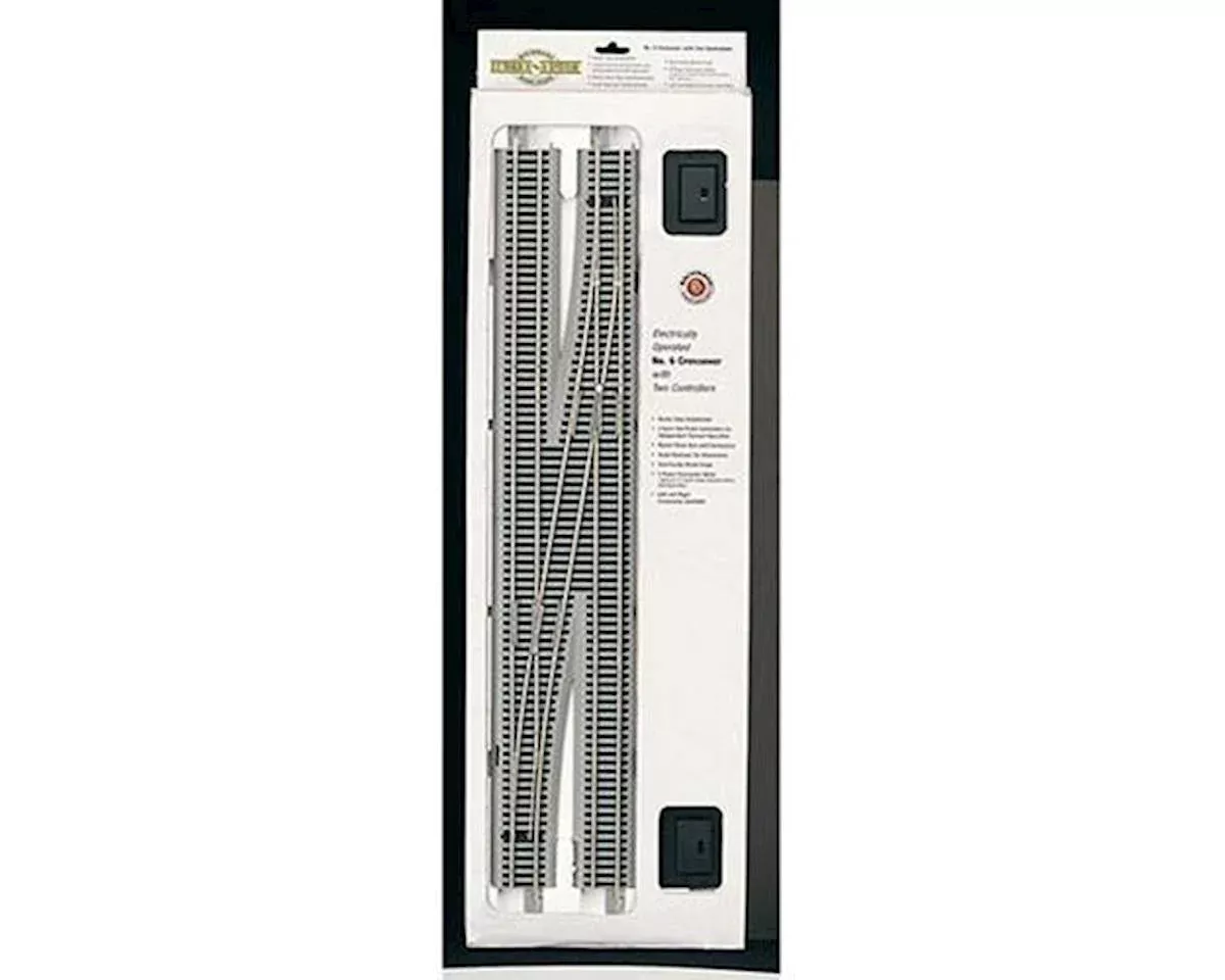 HO Nickel Silver E-Z Track System – Electrically Operated #6 Crossover (Left) Switch (BAC44575)