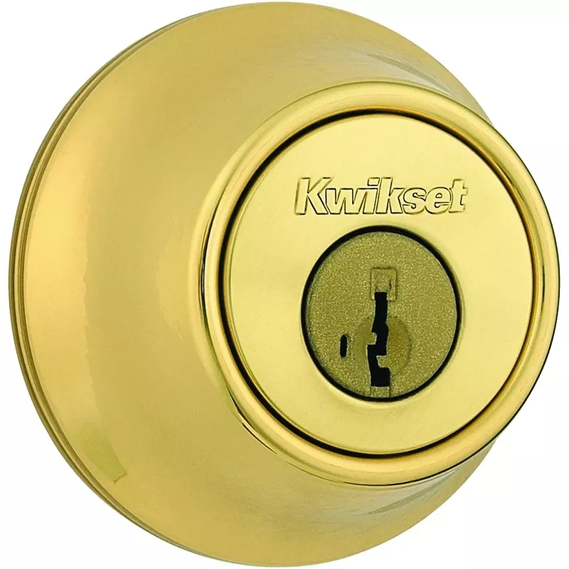 Kwikset Smartkey Security Polished Brass Metal Double Cylinder Deadbolt