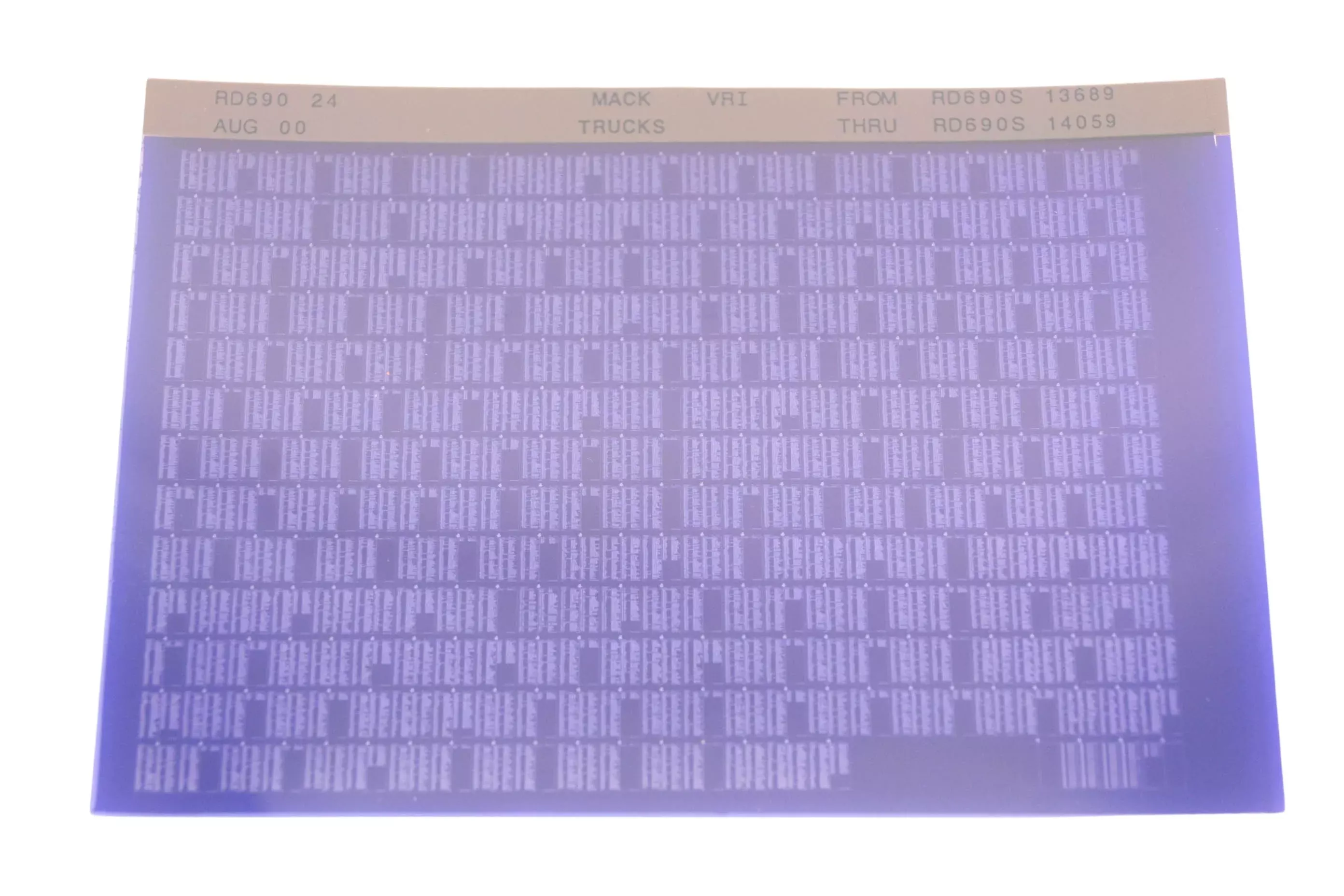 Mack RD690 24 RD690S13589 - RD690S14059 VRI Microfiche NOS