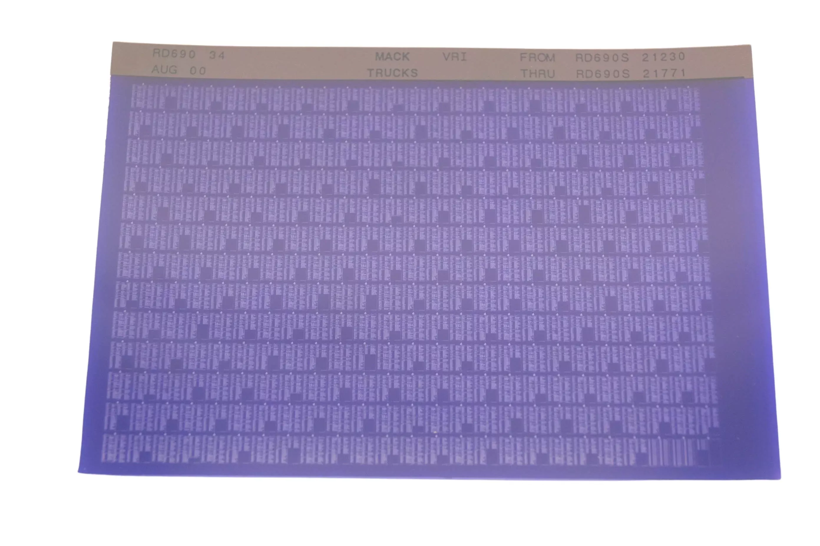Mack RD690 34 RD690S21230 - RD690S21771 VRI Microfiche NOS