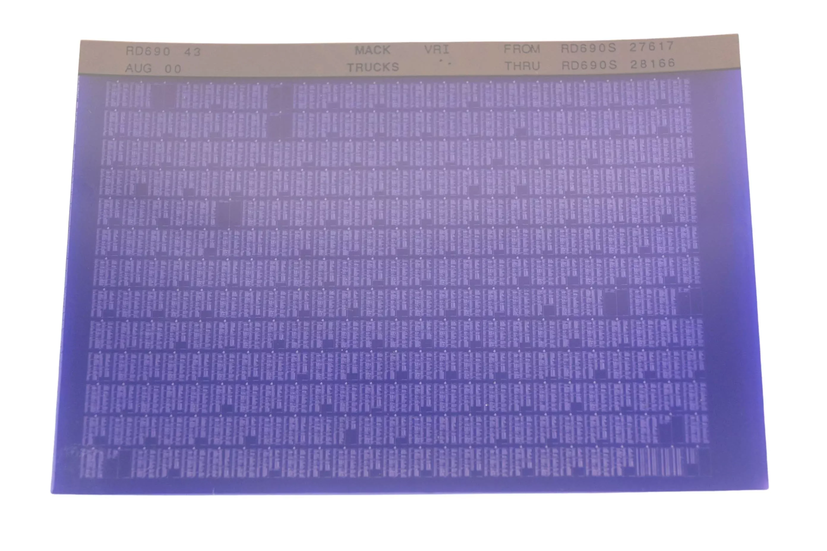 Mack RD690 43 RD690S27617 - RD690S28166 VRI Microfiche NOS