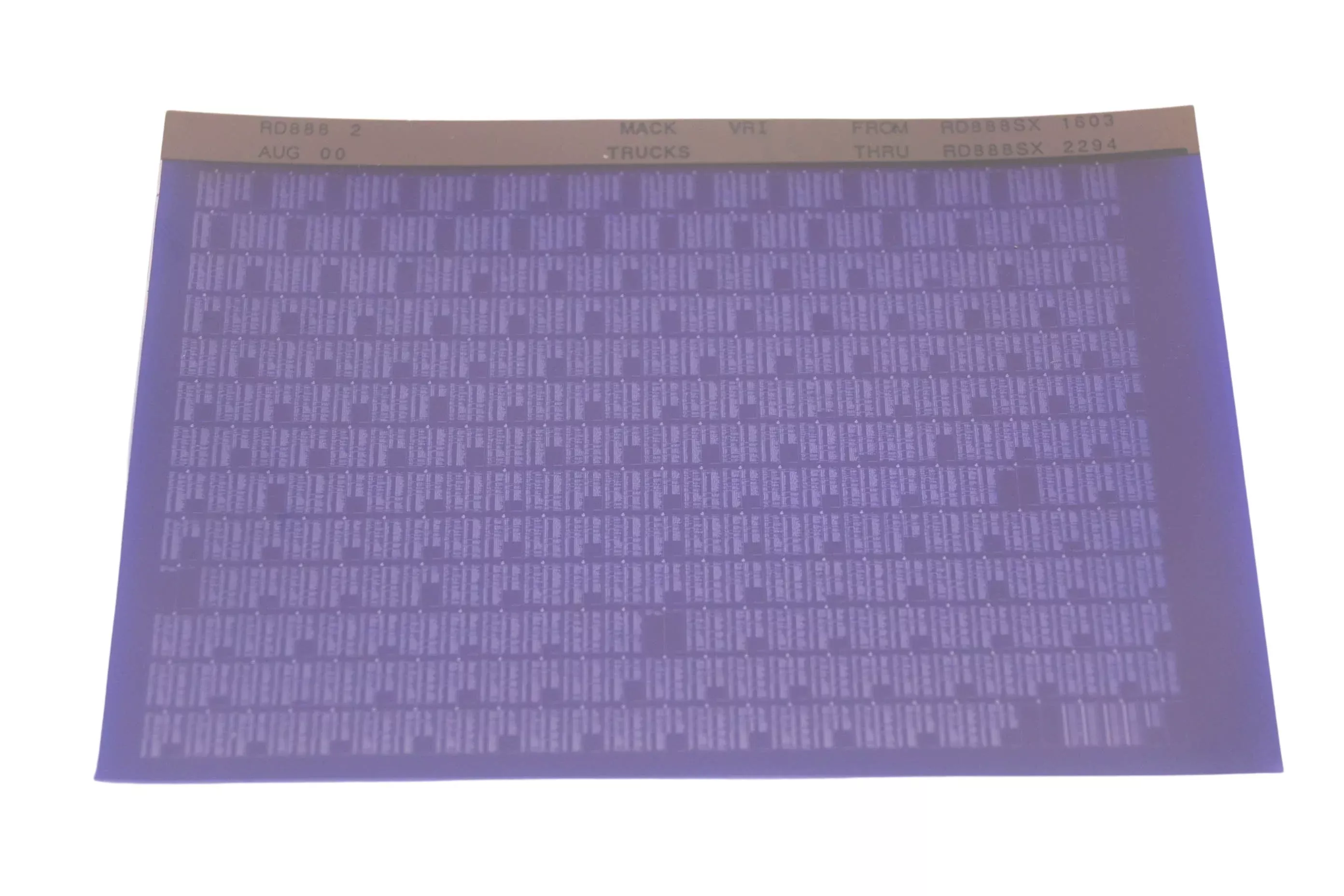 Mack RD888 2 RD888SX1603 - RD888SX2294 Vir Microfiche NOS