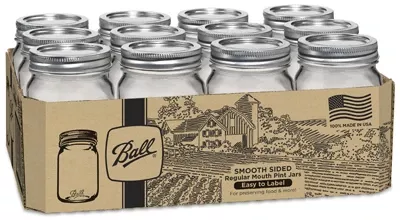 Mason Jars, Regular Mouth, Pint, 12-pk.