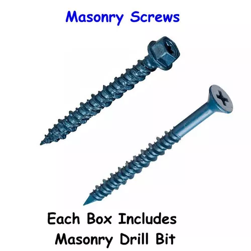Masonry Screw- Hex Head- 1/4″ x 2 3/4″- 100 Pack