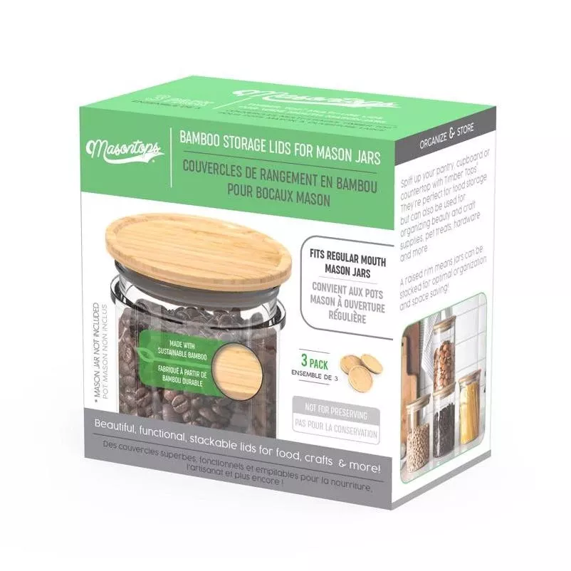 Masontops Bamboo Wide‑mouth Storage Lids – Pack Of 3