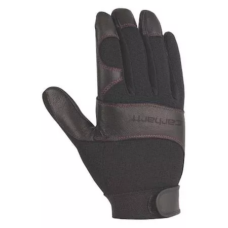 Mechanics Gloves, Pigskin Leather Palm, S, Black/Rose Stitching