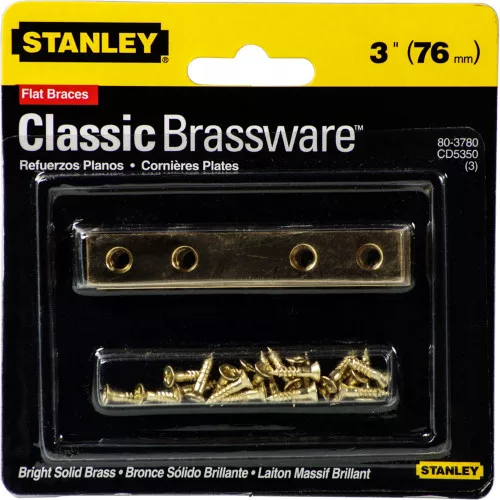Mending Plate- 3"- Brass- With Screws- 4 Pack