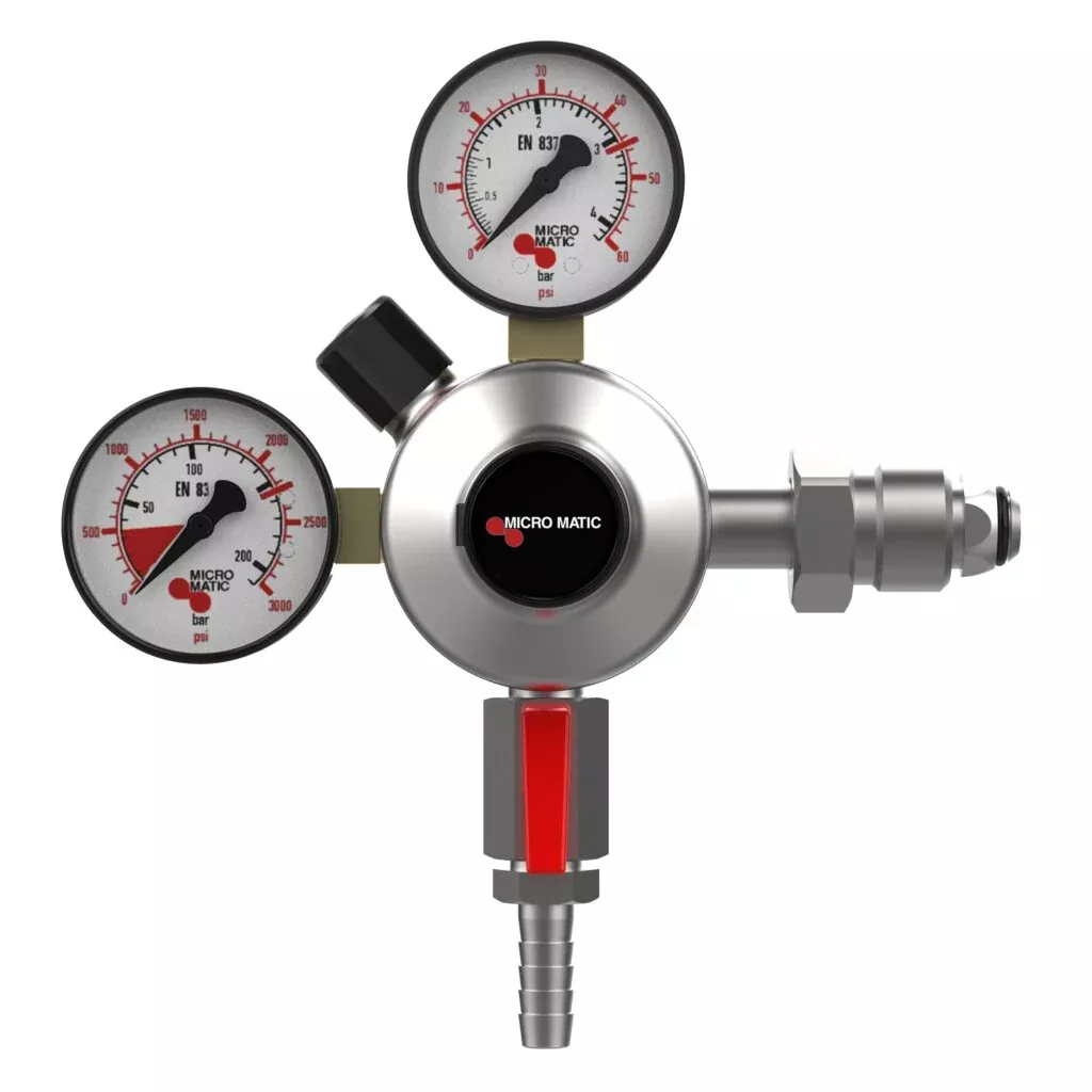 Micro Matic 842N-PP Premium Plus Double Gauge Nitrogen Beer Regulator, Primary, Low Pressure, 0-60 PSI